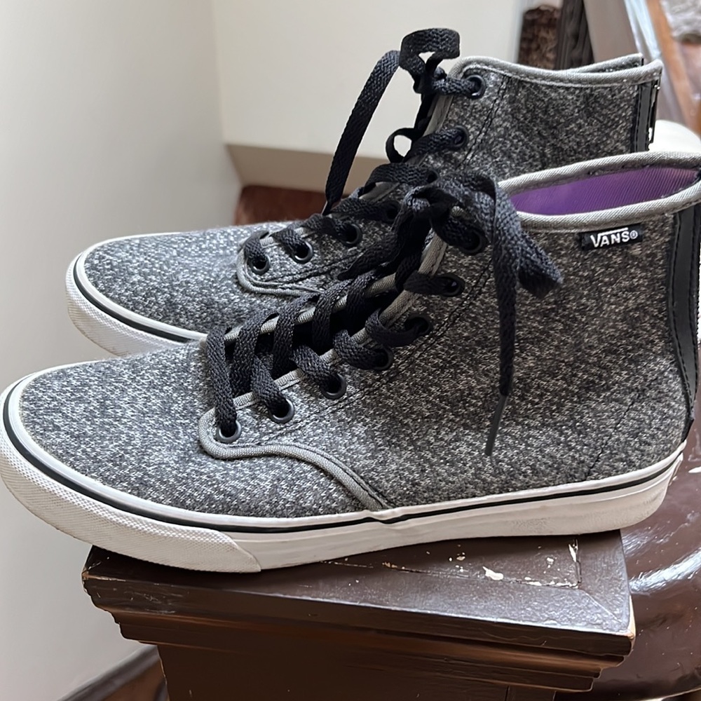 Van high-tops, grey tweed size 8, EUC